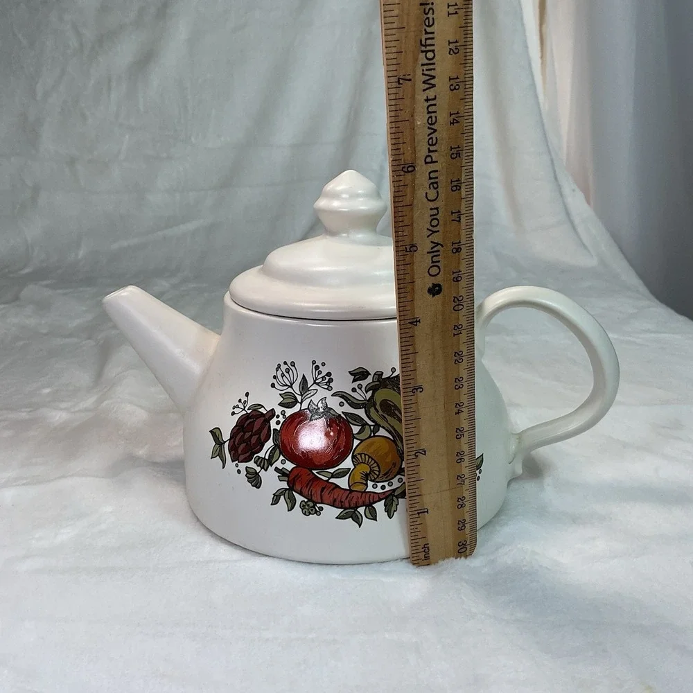 Vintage McCoy Pottery Spice Delight Teapot w/ Lid – Veggie & Mushroom Design